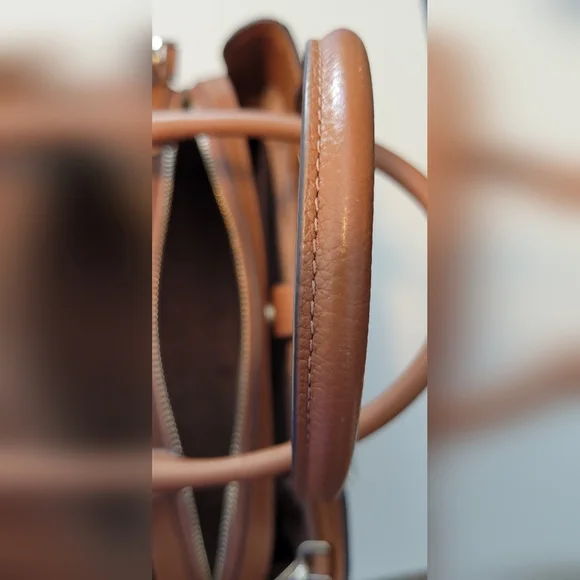 KATE SPADE Leila Brown Leather Satchel Triple Compartment 11" X 8" X 5" - Picture 5 of 15